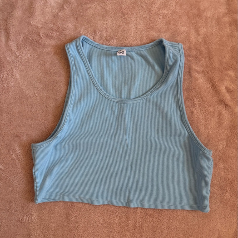 ALO Yoga Light Blue Ribbed Top
